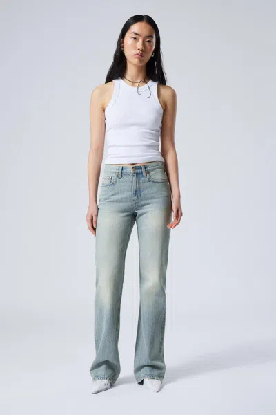 Weekday Moon Mid Rise Regular Bootcut Leg Jeans In Blue