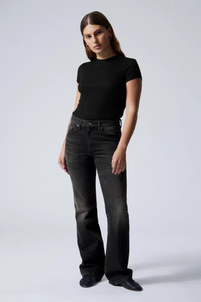 Weekday Moon Mid-waist Regular Bootcut Jeans In Black