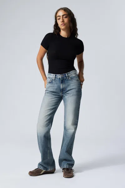 Weekday Moon Mid-waist Regular Bootcut Jeans In Blue