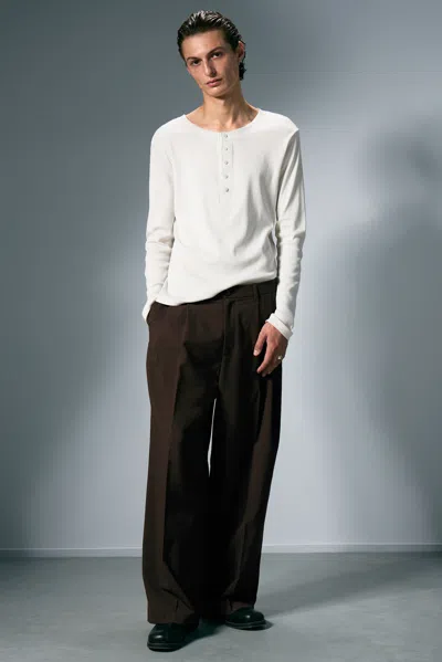 Weekday Nate Loose Fit Pleated Suit Trousers In Brown