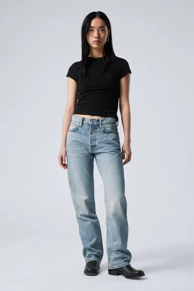 Weekday Orbit Mid Rise Regular Straight Leg Jeans In Blue