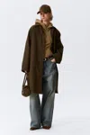 Weekday Oversized Canvas Car Coat In Green