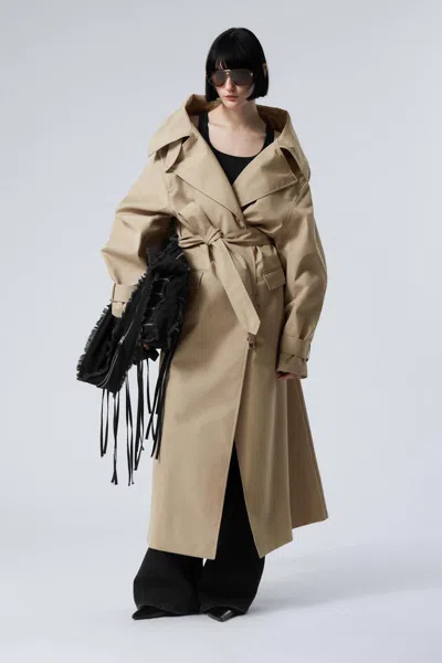 Weekday Oversized Double-breasted Trench Coat In Beige