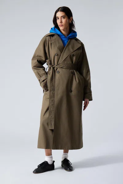 Weekday Oversized Double-breasted Trench Coat In Brown