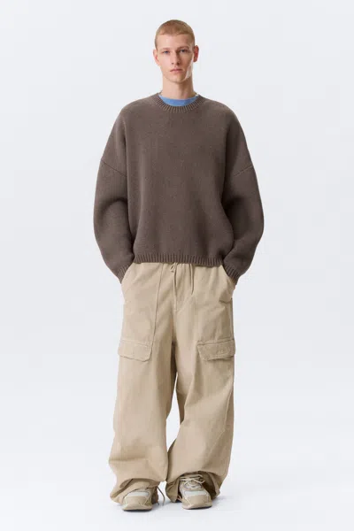 Weekday Oversized Heavyweight Cotton Sweater In Brown