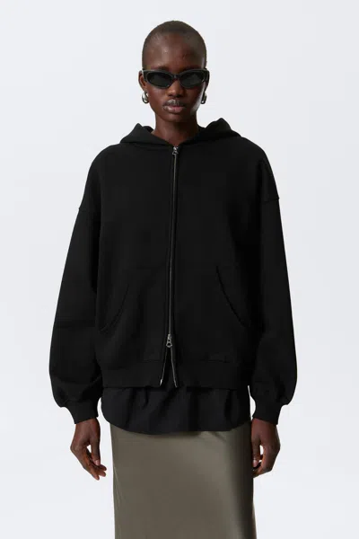 Weekday Oversized Heavyweight Zip Hoodie In Black