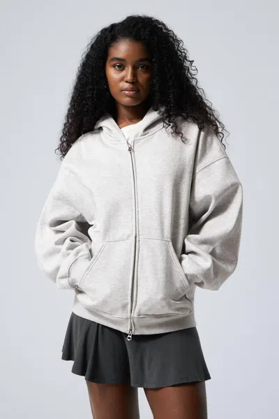 Weekday Oversized Heavyweight Zip Hoodie In Gray