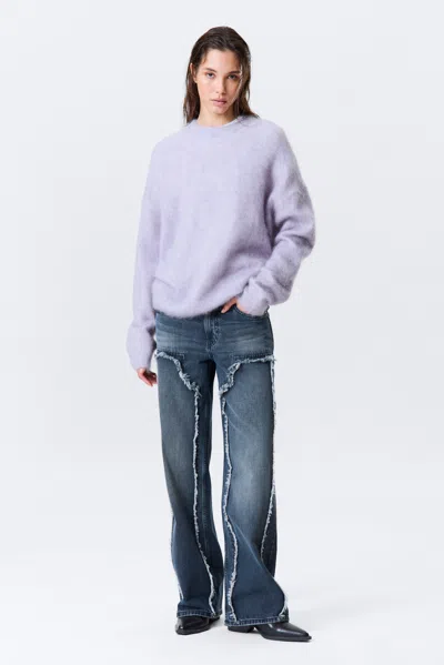 Weekday Oversized Knitted Mohair Blend Sweater In Purple