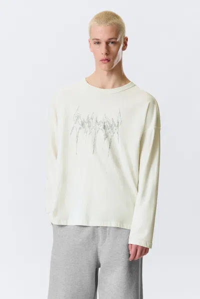 Weekday Oversized Long-sleeved Graphic T-shirt In White