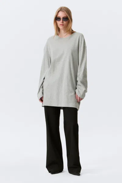 Weekday Oversized Long-sleeved T-shirt Dress In Gray