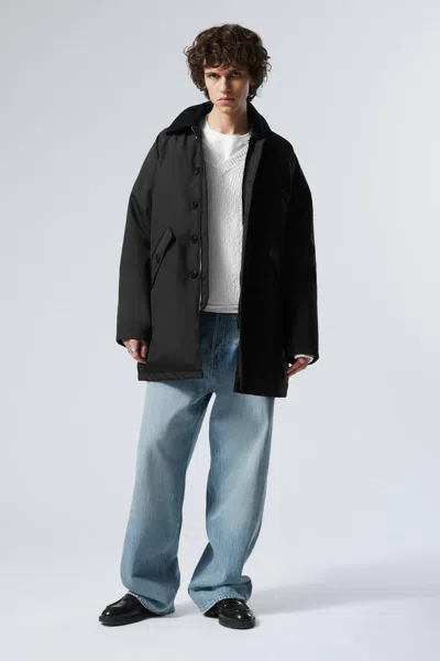Weekday Oversized Padded Nylon Jacket In Black