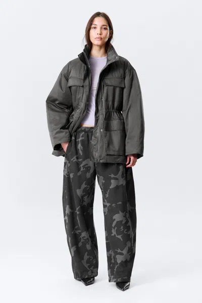 Weekday Oversized Padded Utility Jacket In Gray