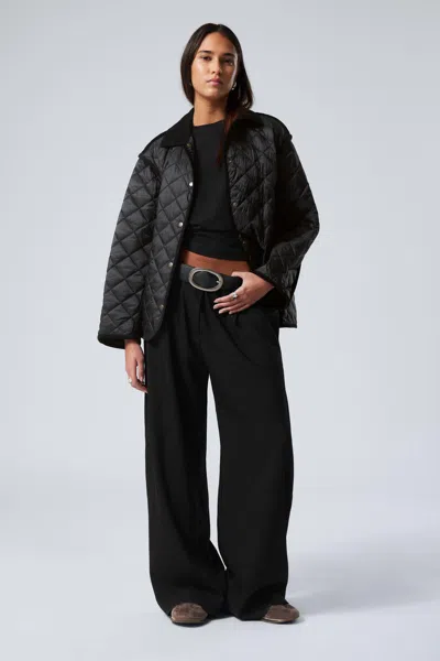 Weekday Oversized Quilted Liner Jacket In Black