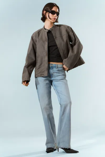 Weekday Oversized Washed Canvas Jacket In Grey