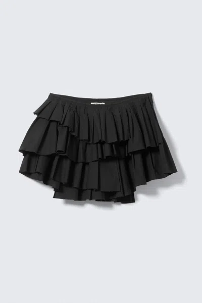 Weekday Pleated Layered Mini Skirt In Black