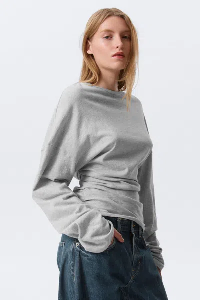 Weekday Pleated Long-sleeved Top In Gray