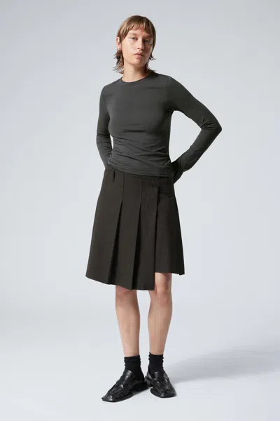 Weekday Pleated Midi Skirt In Grey
