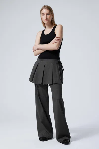 Weekday Pleated Mini Wrap Skirt In Black