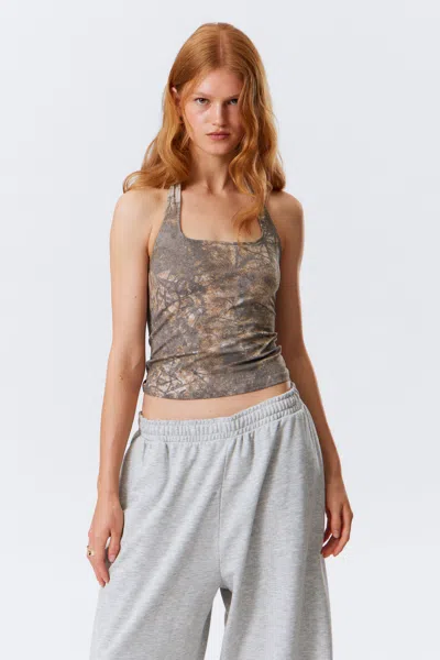 Weekday Printed Square Neck Halter Top