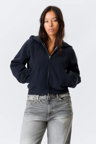 Weekday Raglan-sleeved Cutline Zip Hoodie