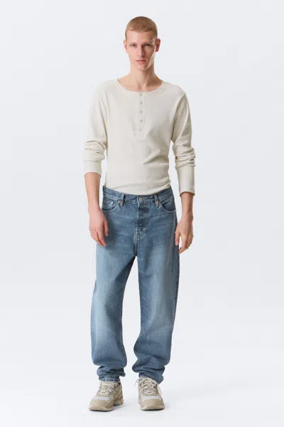 Weekday Ray Mid Rise Relaxed Tapered Leg Jeans In Blue