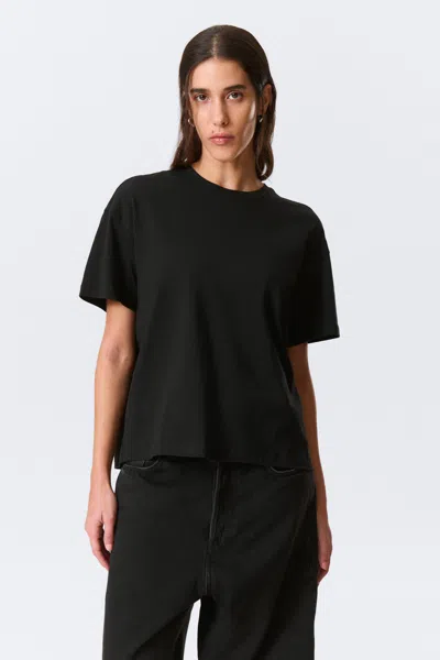Weekday Relaxed Boxy Cotton T-shirt In Black