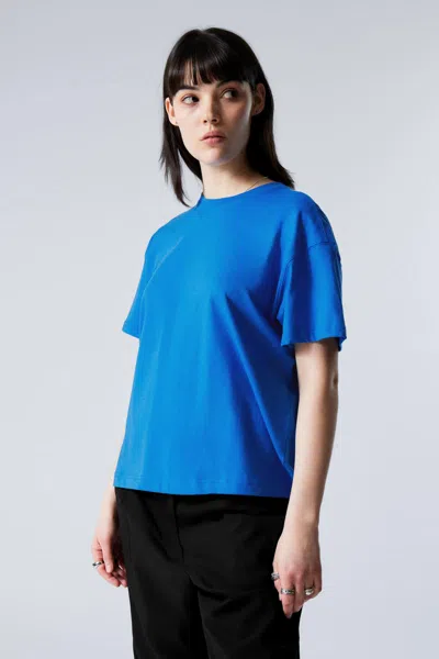 Weekday Relaxed Boxy Cotton T-shirt In Blue