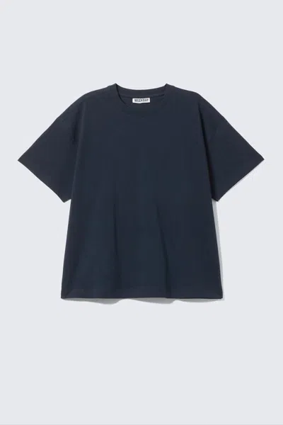 Weekday Relaxed Boxy Cotton T-shirt In Blue