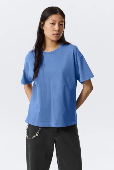 Weekday Relaxed Boxy Cotton T-shirt In Blue