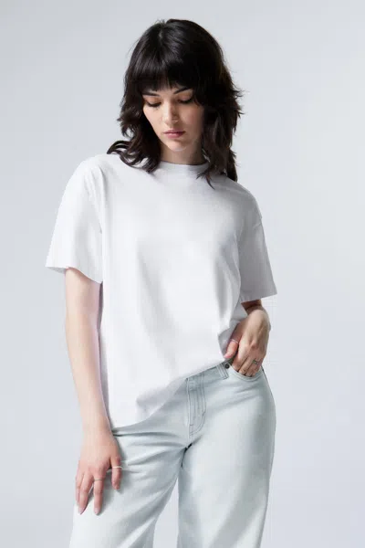 Weekday Relaxed Boxy Cotton T-shirt In White
