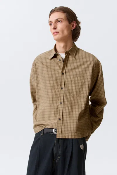 Weekday Relaxed Boxy Poplin Shirt In Sand