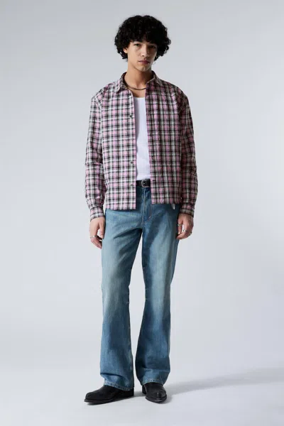 Weekday Relaxed Checked Long-sleeved Shirt In Pink