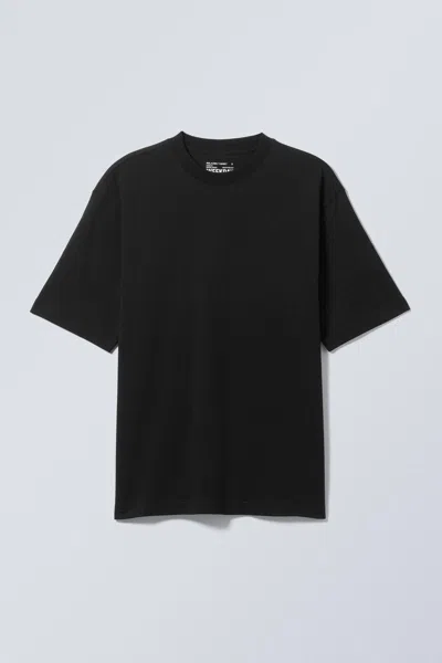 Weekday Relaxed Fit Short-sleeved Cotton T-shirt In Black
