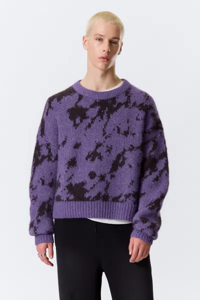 Weekday Relaxed Graphic Wool-blend Jumper In Purple