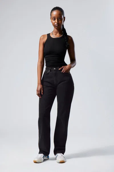 Weekday Pin Mid Rise Straight Leg Jean In Black