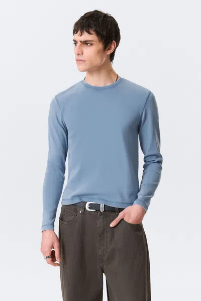 Weekday Ribbed Long-sleeved T-shirt In Blue