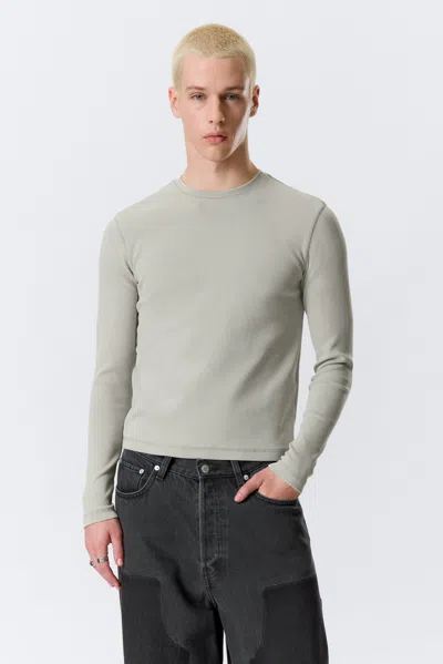 Weekday Ribbed Long-sleeved T-shirt In Gray