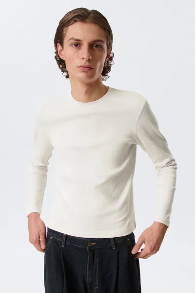 Weekday Ribbed Long-sleeved T-shirt In White