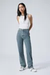 Weekday Rowe Super High Waisted Regular Straight Leg Jeans In Blue