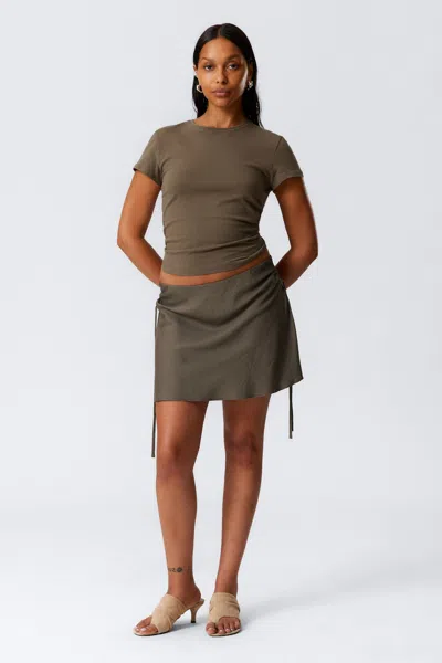 Weekday Ruched Drawstring Mini Skirt