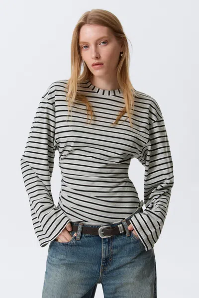 Weekday Ruched Long-sleeved T-shirt In Gray