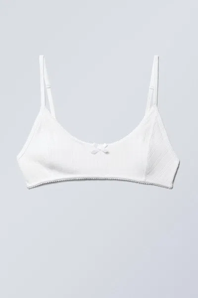 Weekday Scooped Pointelle Bralette In White