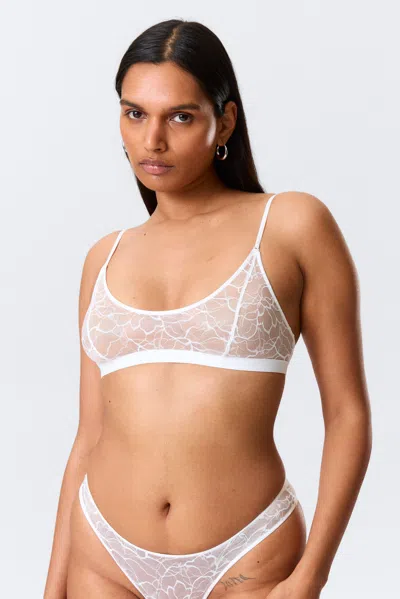 Weekday Scooped Swirly Lace Bra In White