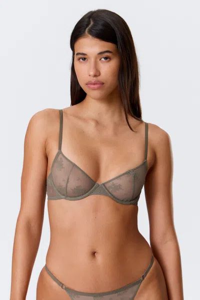 Weekday Sheer Lace Underwire Bra In Grey