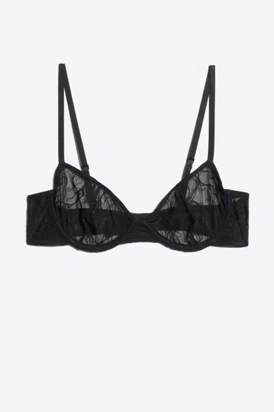 Weekday Sheer Wire Bra In Black Lace