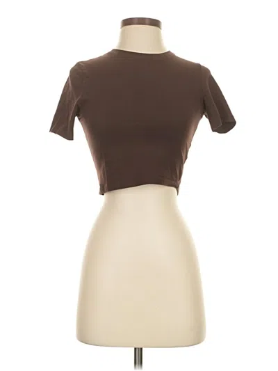 Pre-owned Weekday Short Sleeve Turtleneck In Brown