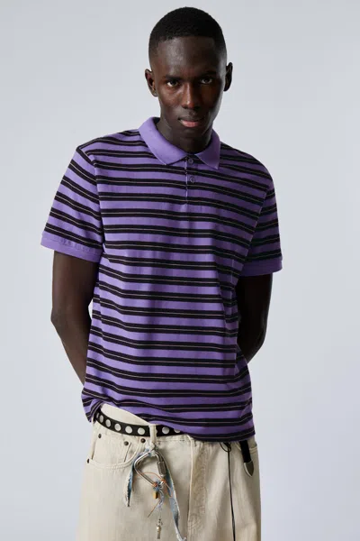 Weekday Short-sleeved Cotton Piqué Polo Shirt In Purple