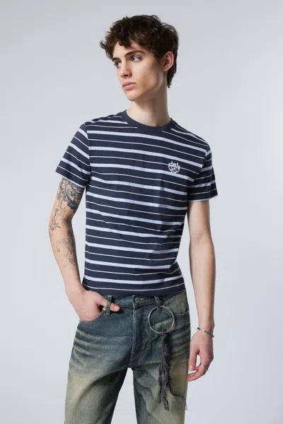Weekday Shrunken Cotton T-shirt In Blue