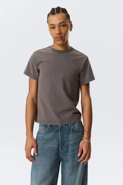 Weekday Shrunken Short-sleeved Cotton T-shirt In Gray