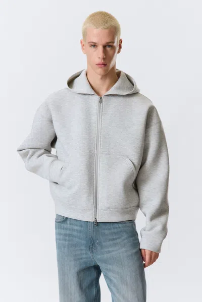 Weekday Simon Scuba Zip Hoodie In Gray